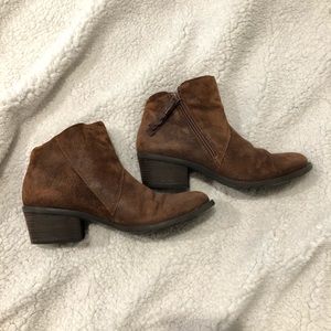 Brown suede booties